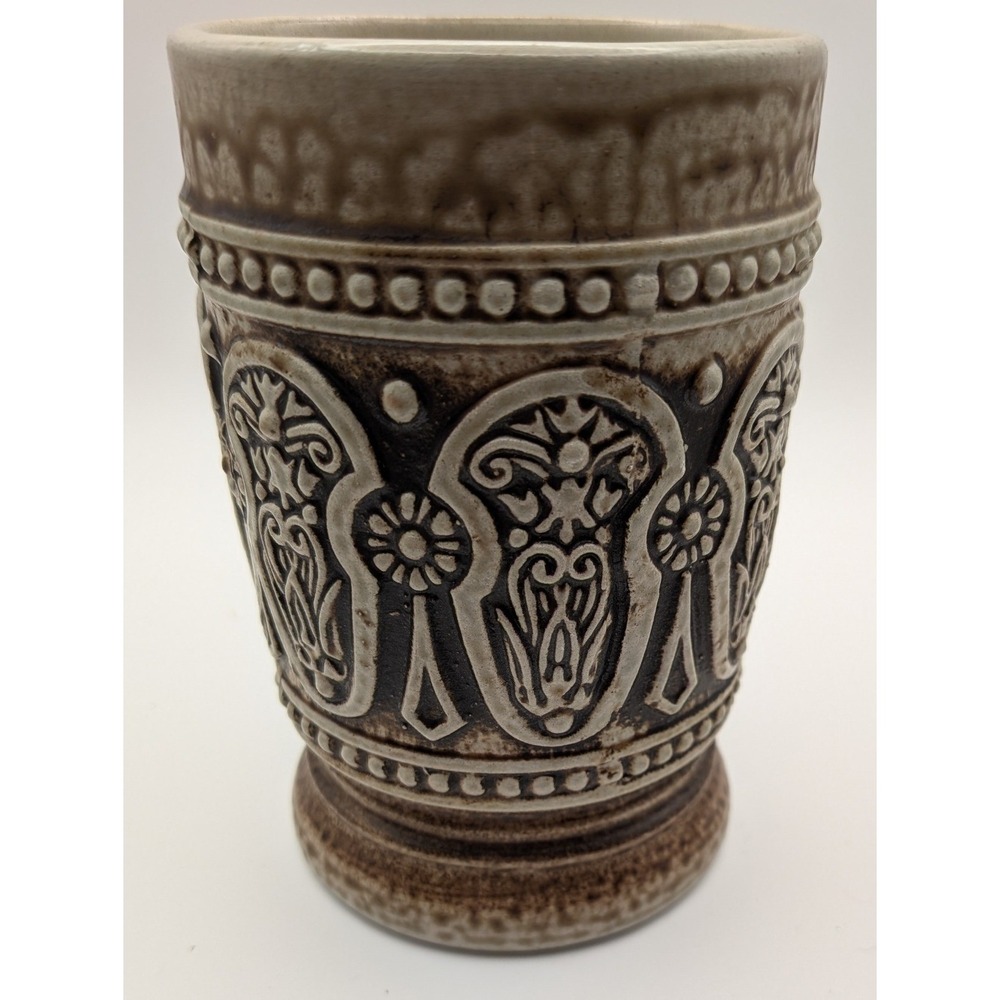 Gerzit Gerz Stoneware Mugs Set of 4 West Germany Grey Blue Vintage Relief Cups - Picture 5 of 5